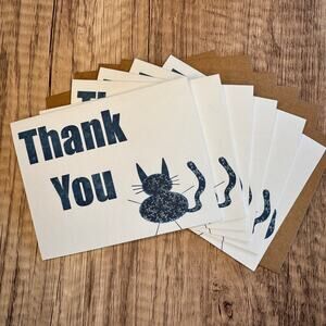 Greeting Cards Blank Notes Thank You Cards Cat Lover 6 w/Envelopes Custom Art
